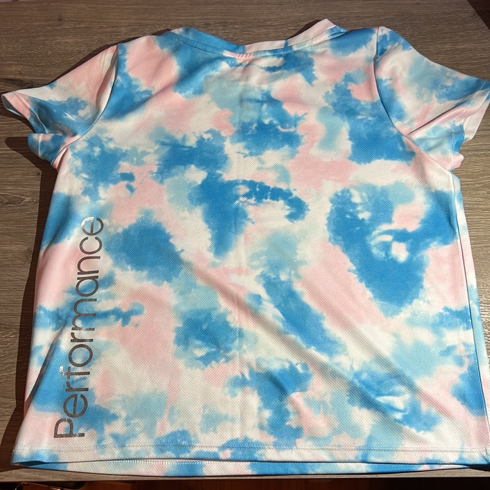 A girls L/G/G (10/12) blue and pink tie-dye Calvin Klein shirt. - Picture 2 of 2